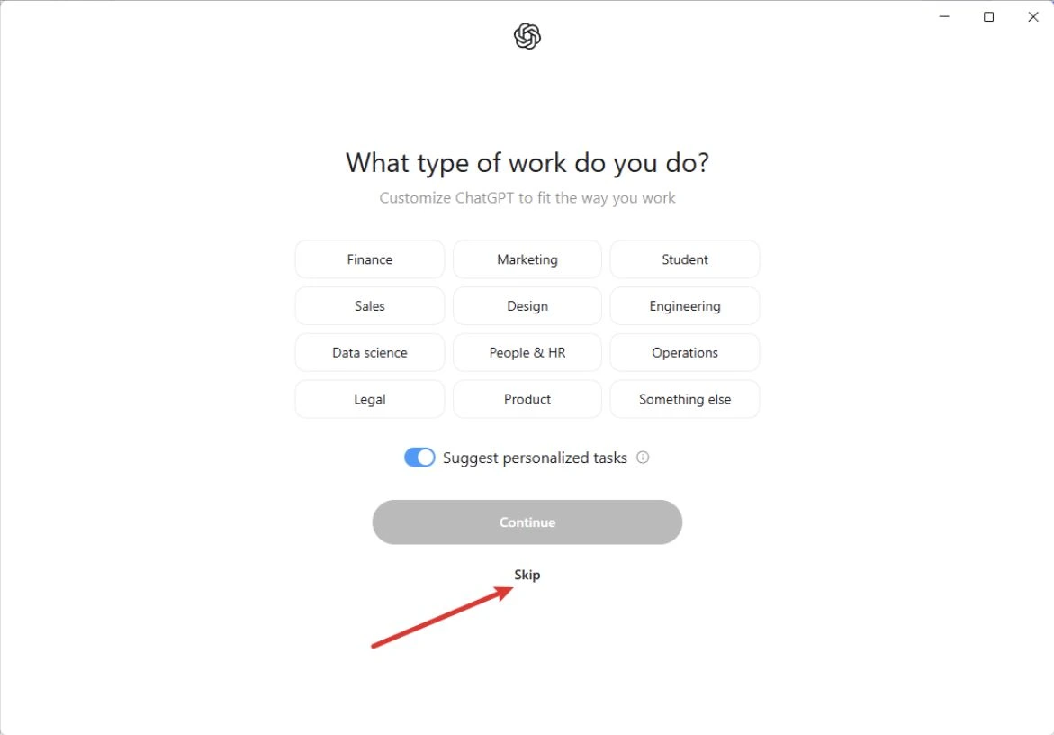 首次引导出现此页面时,可点击底部 Skip。